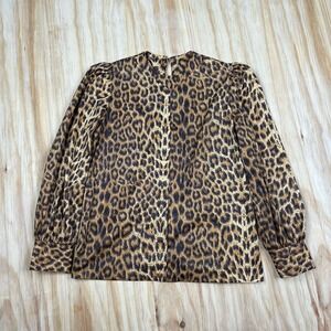 True VTG 70s Gigi Cheetah Blouse Ruffled Small Polyester All Over Print Disco